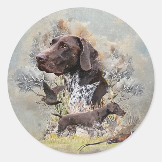 Duitse Shorthaired Pointers Ronde Sticker (Voorkant)