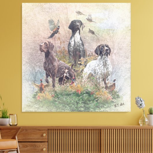 Duitse Shorthaired Pointers (SAP), een jachtfauna Canvas Afdruk (Insitu (Woonkamer))