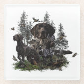 Duitse Shorthaired Pointers (SAP) Glazen Onderzetter (Voorkant)