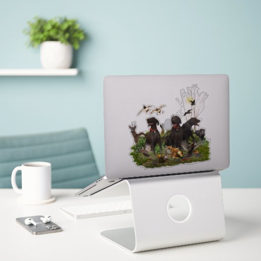 Duitse Shorthaired Pointers Sticker (Laptop op bureau)