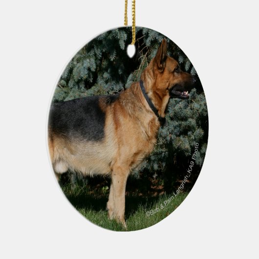 Duitse Show Shepherd Keramisch Ornament (Rechts)