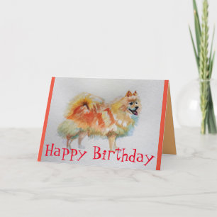 Duitse Spitz Dog Waterverf huisdier Verjaardag Kaa Kaart