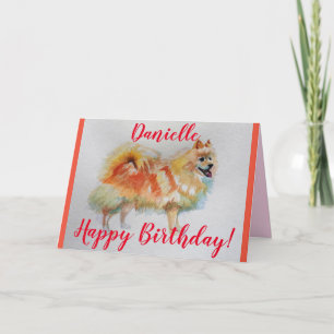 Duitse Spitz Dog Waterverf pet Birthday Card Kaart