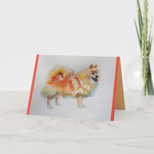 Duitse Spitz Dog Waterverf pet Greetings Kaart (Voorkant)