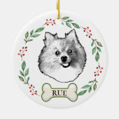 Duitse Spitz Hond Gepersonaliseerde Hand Drawing Keramisch Ornament (Achterkant)