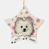 Duitse Spitz Hond Gepersonaliseerde Hand Drawing Keramisch Ornament (Voorkant)