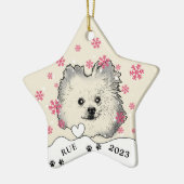 Duitse Spitz Hond Gepersonaliseerde Hand Drawing Keramisch Ornament (Links)