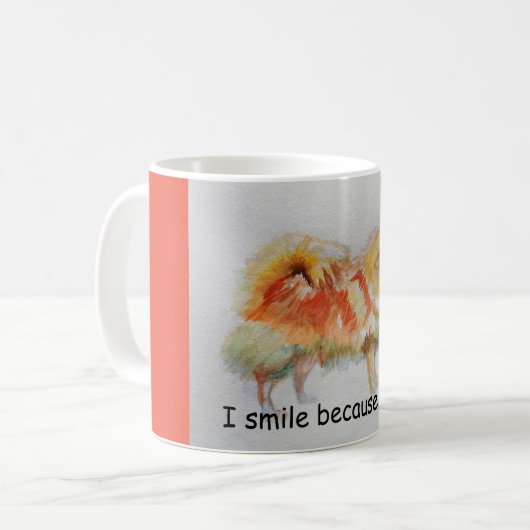 Duitse Spitz hond 'Ik lach omdat ik kan' Kaarten Koffiemok (Voorkant links)