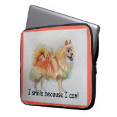 Duitse Spitz hond 'Ik lach omdat ik kan' Kaarten Laptop Sleeve (Voorkant Links)