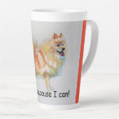 Duitse Spitz hond 'Ik lach omdat ik kan' Kaarten Latte Mok (Rechterhoek)