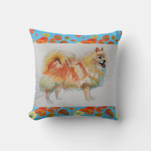 Duitse Spitz Pomeranian Aquarel Huisdier Hond Kuss Kussen