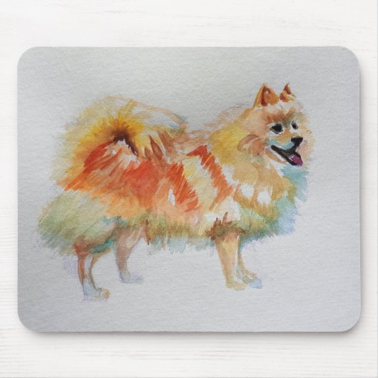 Duitse Spitz Pommeren Waterverf Dog Dogs Muismat (Voorkant)