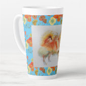 Duitse Spitz Pommeren Waterverf Dog Latte Mok (Linkerhoek)