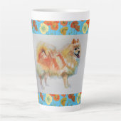 Duitse Spitz Pommeren Waterverf Dog Latte Mok (Voorkant)