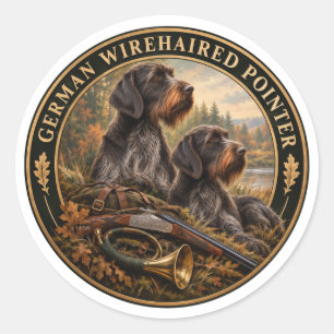 Duitse Staande Draadhar Ronde Sticker