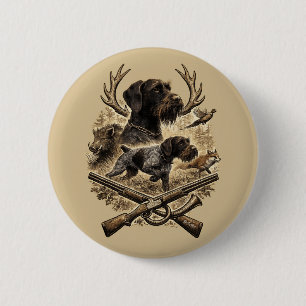 Duitse Staande Draadharige Pointer Ronde Button 5,7 Cm