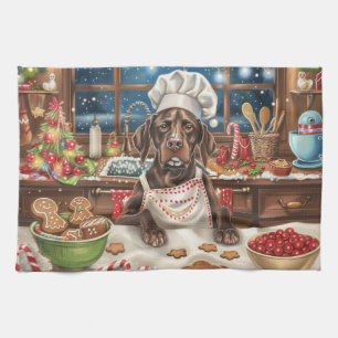 Duitse Staande Hond Kerstbakken: Feestelijk Theedoek