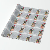 Duitse Staande Hond met Draadhaar Prettig Kerstfe Cadeaupapier (Uitgerold)