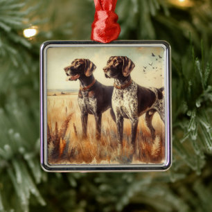 Duitse Staande Hond Metalen Ornament