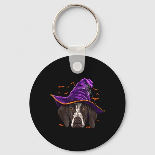 Duitse Staande Pointer Heks Grappig Halloween Sleutelhanger (Voorkant)