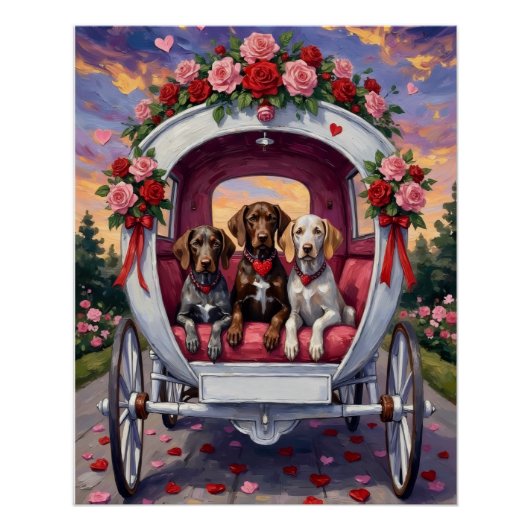 Duitse Staande Pointer Hond Valentijnsdag Perfect Poster (Voorkant)