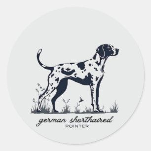 Duitse Staande Pointer Wijzend Silhouet Ronde Sticker