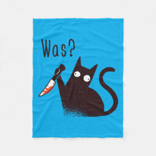 Duitse Taal Gekke Grappige Kat Met Een Mes Fleece Deken