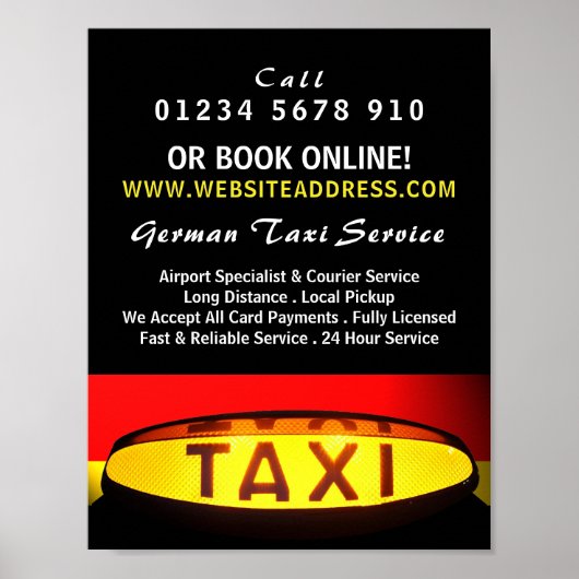 Duitse taxivlag Adverteren Poster (Voorkant)