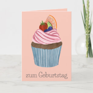 Duitse verjaardag fruit cupcake kaart