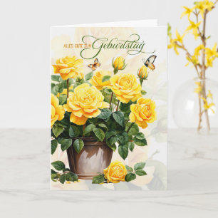 Duitse verjaardag Geburtstag pot met gele rozen Kaart