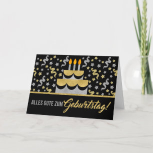 DUITSE verjaardag in Gold en Silver Faux Glitter Kaart
