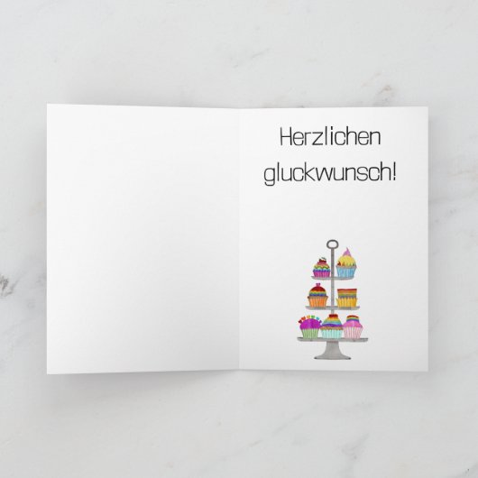 Duitse Verjaardag regenboog kleur pride cupcakes Kaart (Binnen)