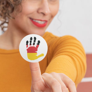 Duitse Vlag Handafdruk Duitse Trots Ronde Sticker