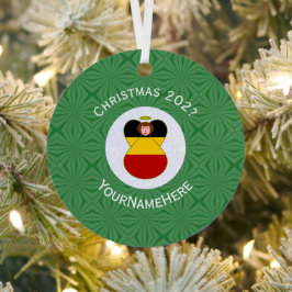 Duitse vlag kerstengelse naam jaar metalen ornament