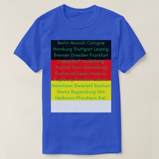 Duitse vlag met steden t-shirt (Design voorkant)