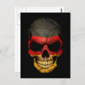 Duitse vlag schedel op zwart briefkaart (Voorkant / Achterkant)