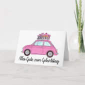 Duitse vogelretro Fiat 500 Kaart (Voorkant)