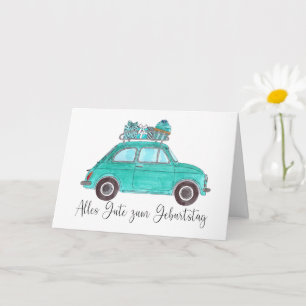 Duitse vogelretro Fiat 500 Kaart