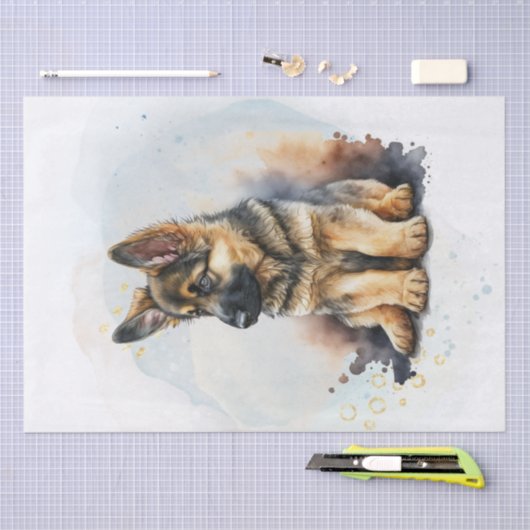 Duitse Waterverf Shepherd Puppy Tissuepapier (Craft)