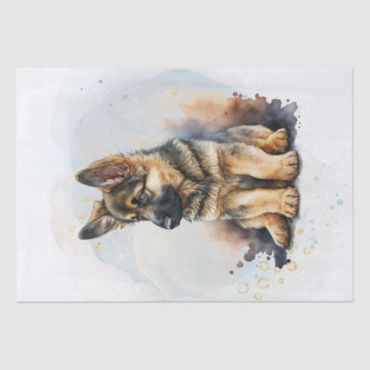 Duitse Waterverf Shepherd Puppy Tissuepapier (Voorkant)