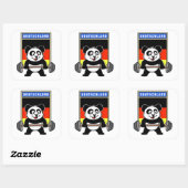 Duitse Weightlift Panda Vierkante Sticker (Vel)