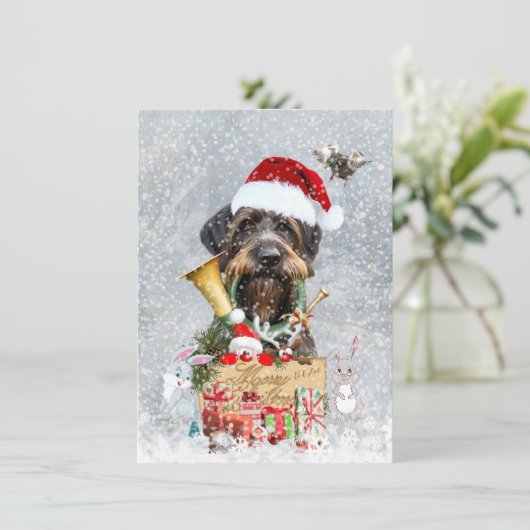 Duitse Wirehaire Pointer, Boar Hunting Kaart (Staand voorkant)