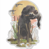 Duitse Wirehaire Pointer jaagt op eend Sticker (Voorkant)