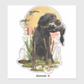 Duitse Wirehaire Pointer jaagt op eend Sticker (Vel)
