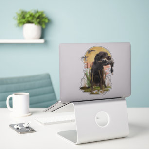 Duitse Wirehaire Pointer jaagt op eend Sticker