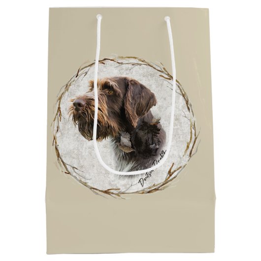 Duitse Wirehaire Pointer Medium Gift Bag Cadeauzakje (Achterkant)