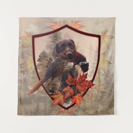 Duitse Wirehaire Pointer met fazant Wandkleed (Voorkant)