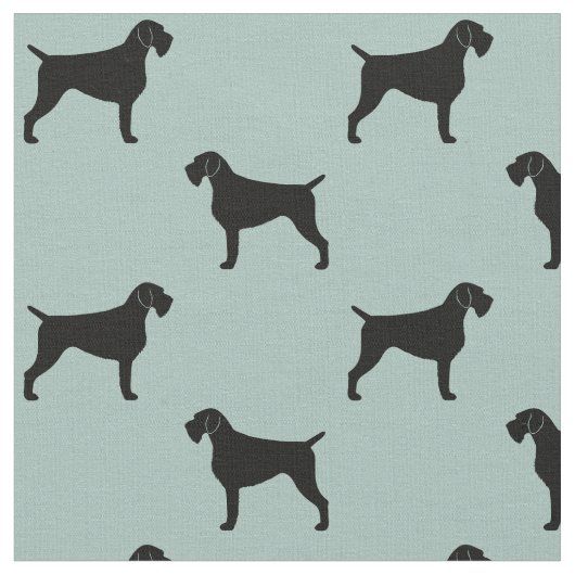 Duitse Wirehaire Pointer Silhouettes patterned Stof (Close Up)