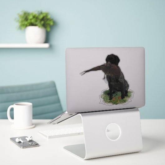 Duitse Wirehaire Pointer sticker (Laptop op bureau)