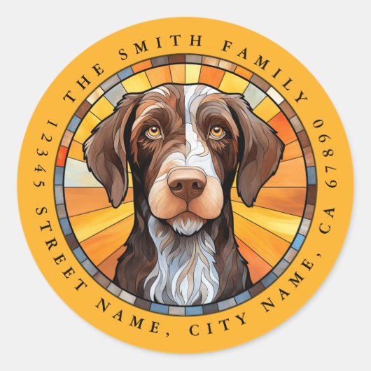 Duitse Wirehaired Pointer Ronde Stickers (Voorkant)